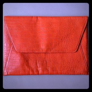 ASOS Orange Faux Crocodile Leather Envelope Clutch